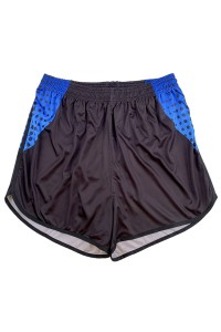 設計男裝橡筋運動短褲    訂製褲頭兩側藍色黑色波點撞色     運動褲供應商   U400